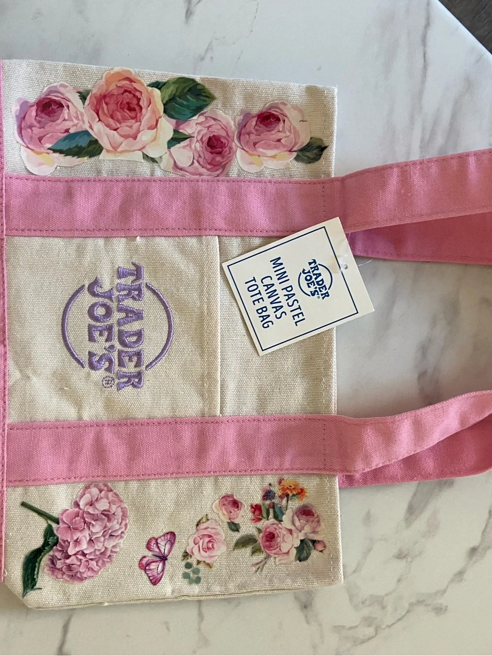 NEW! Trader Joe’s Custom Printed Pastel Mini Canvas Tote Bags
